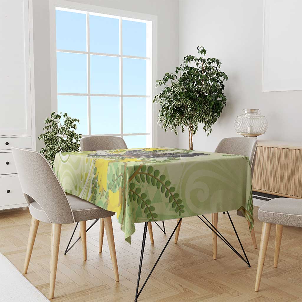 New Zealand Piwakawaka Fantail Bird Tablecloth With Kowhai Flowers LT05 - Polynesian Pride