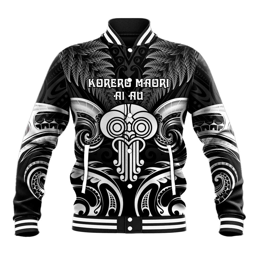 New Zealand Te Reo Maori Baseball Jacket Korero Maori Ai Au LT05 Unisex Black - Polynesian Pride
