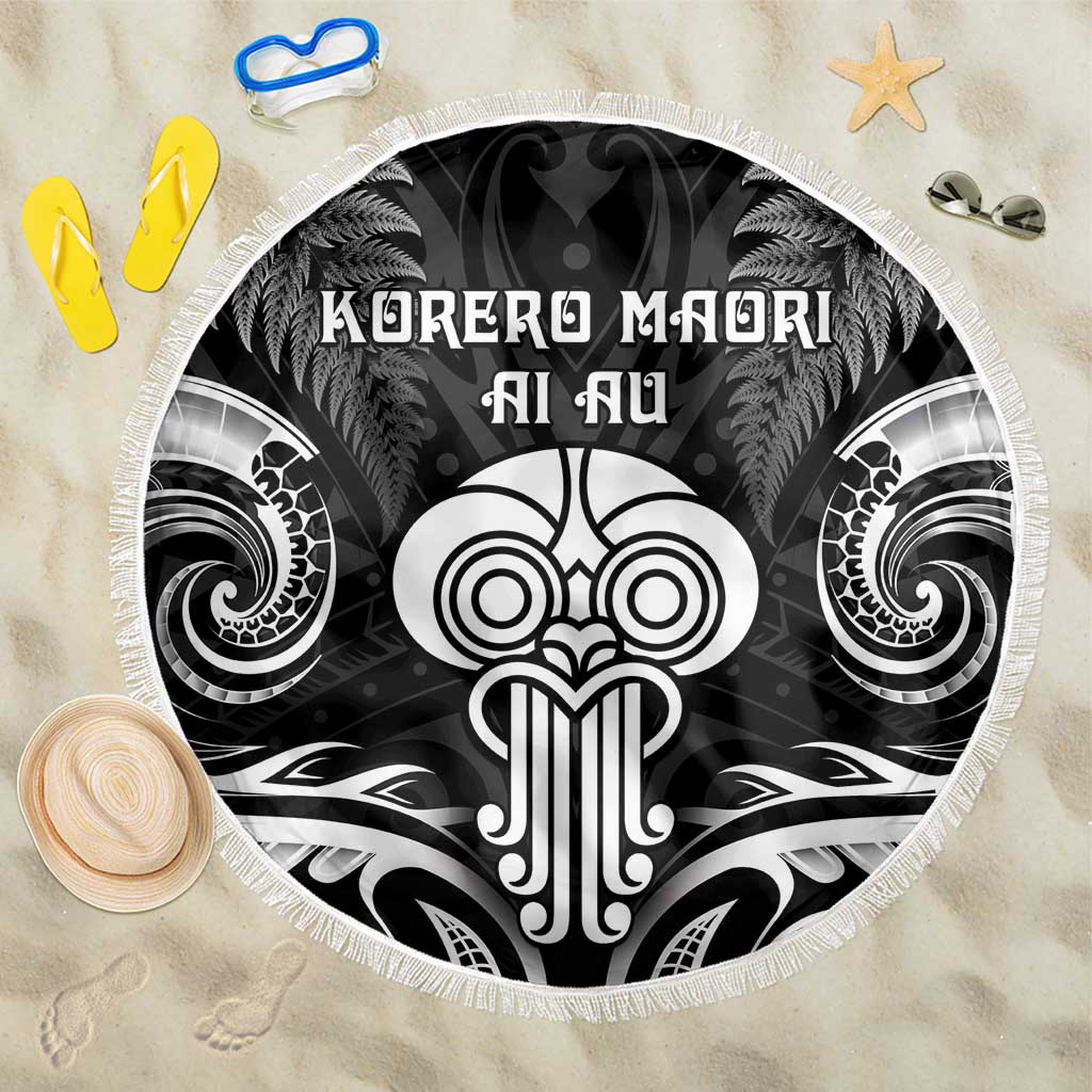 New Zealand Te Reo Maori Beach Blanket Korero Maori Ai Au LT05 One Size 150cm Black - Polynesian Pride