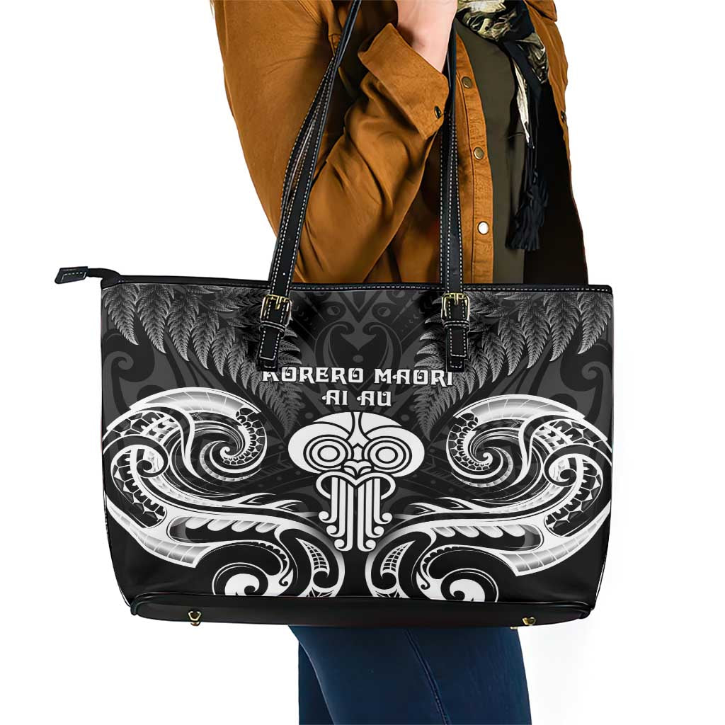 New Zealand Te Reo Maori Leather Tote Bag Korero Maori Ai Au LT05 - Polynesian Pride