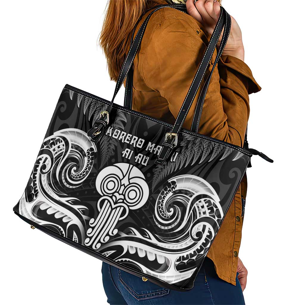 New Zealand Te Reo Maori Leather Tote Bag Korero Maori Ai Au LT05 - Polynesian Pride