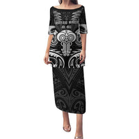 New Zealand Te Reo Maori Puletasi Korero Maori Ai Au LT05 Long Dress Black - Polynesian Pride