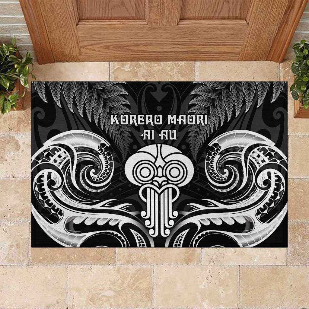 New Zealand Te Reo Maori Rubber Doormat Korero Maori Ai Au LT05 Black - Polynesian Pride