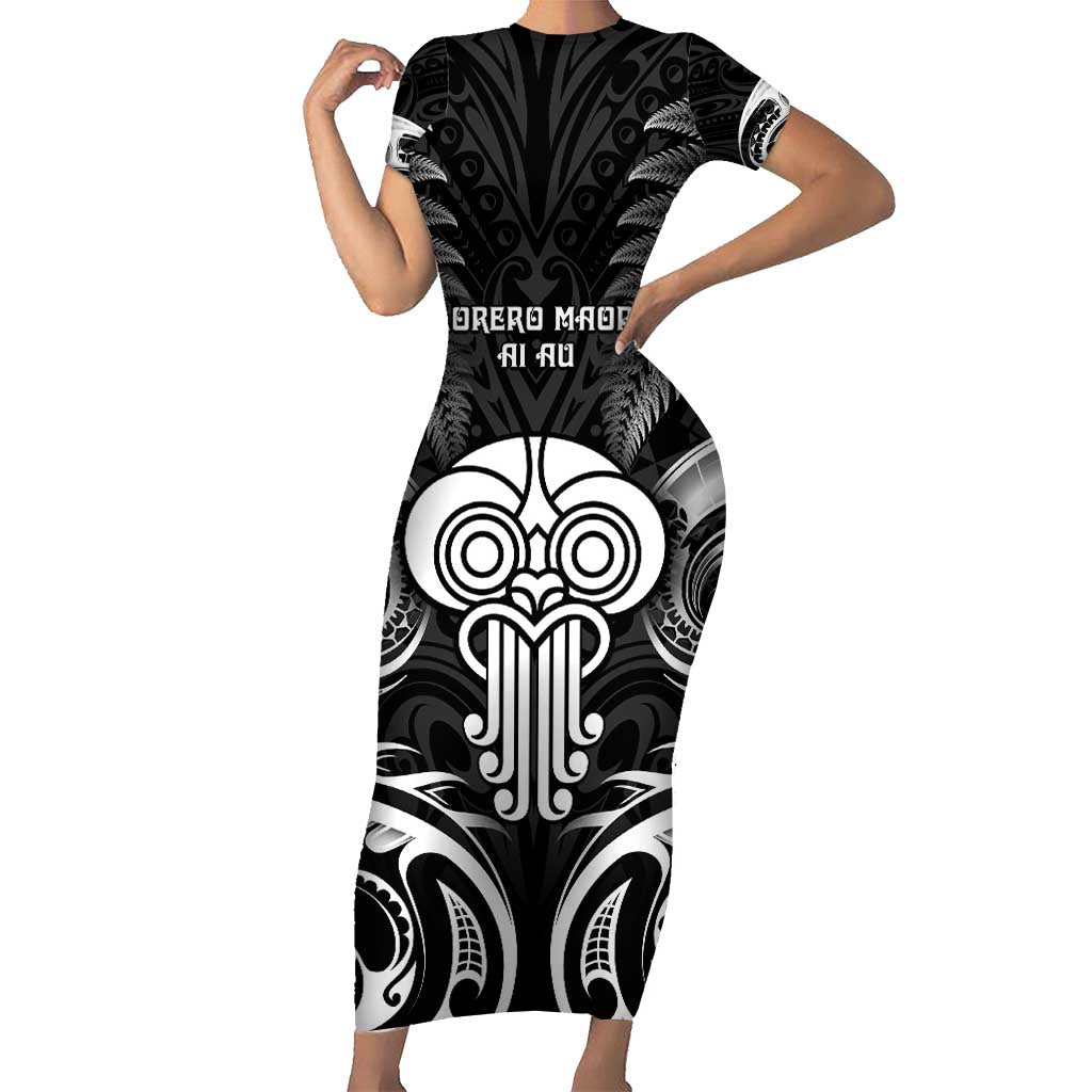 New Zealand Te Reo Maori Short Sleeve Bodycon Dress Korero Maori Ai Au