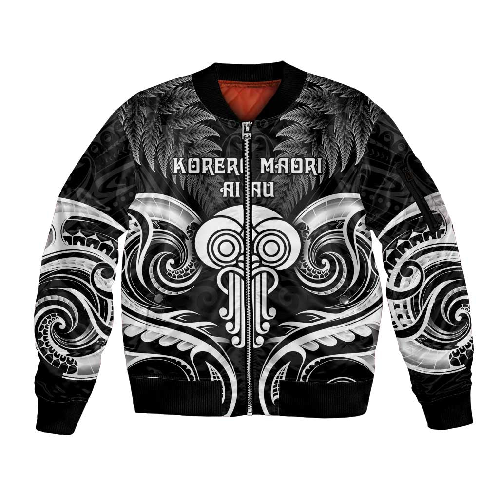 New Zealand Te Reo Maori Sleeve Zip Bomber Jacket Korero Maori Ai Au