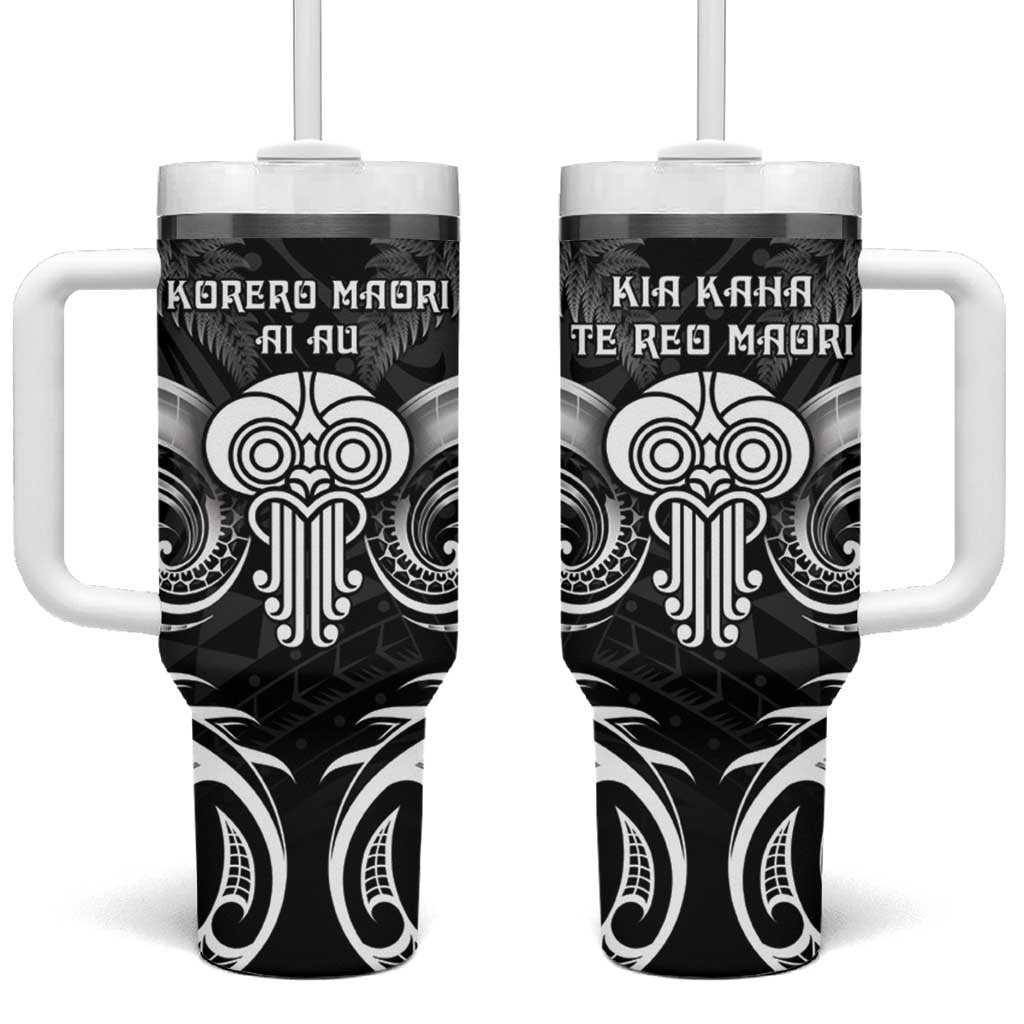 New Zealand Te Reo Maori Tumbler With Handle Korero Maori Ai Au LT05 One Size: 40 oz Black - Polynesian Pride