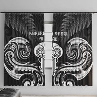 New Zealand Te Reo Maori Window Curtain Korero Maori Ai Au LT05 With Hooks Black - Polynesian Pride