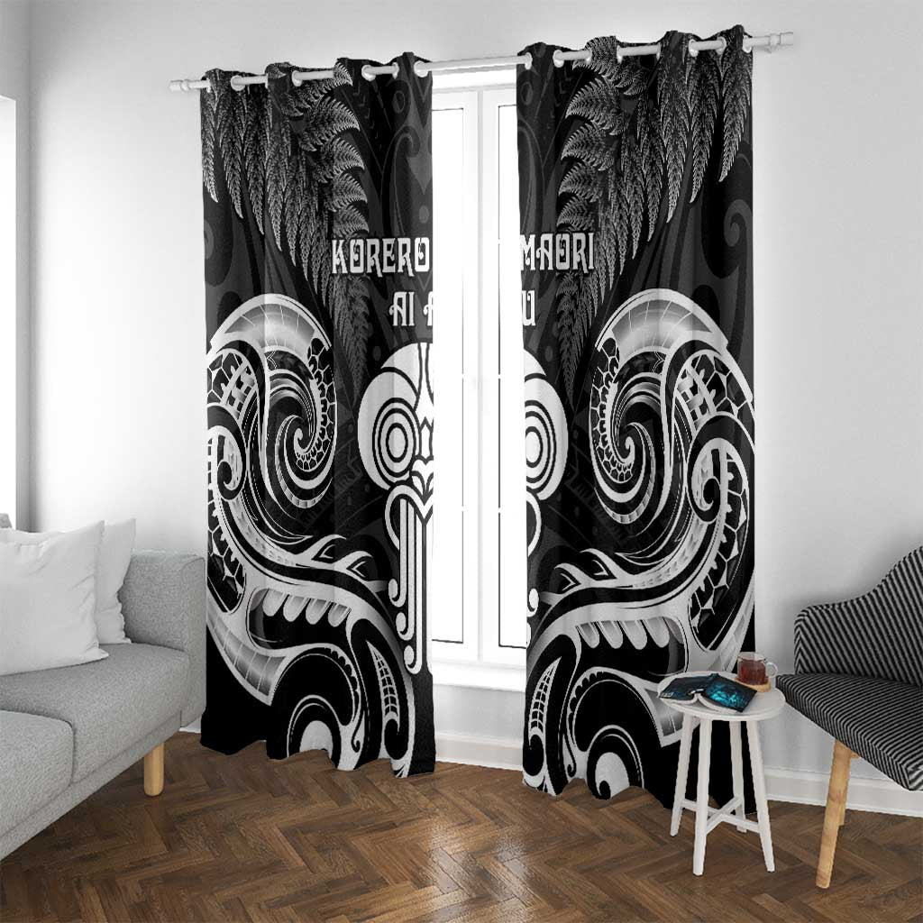 New Zealand Te Reo Maori Window Curtain Korero Maori Ai Au LT05 With Grommets Black - Polynesian Pride