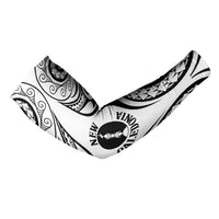 New Caledonia Day Arm Sleeves Polynesian Curves White Color - Polynesian Pride