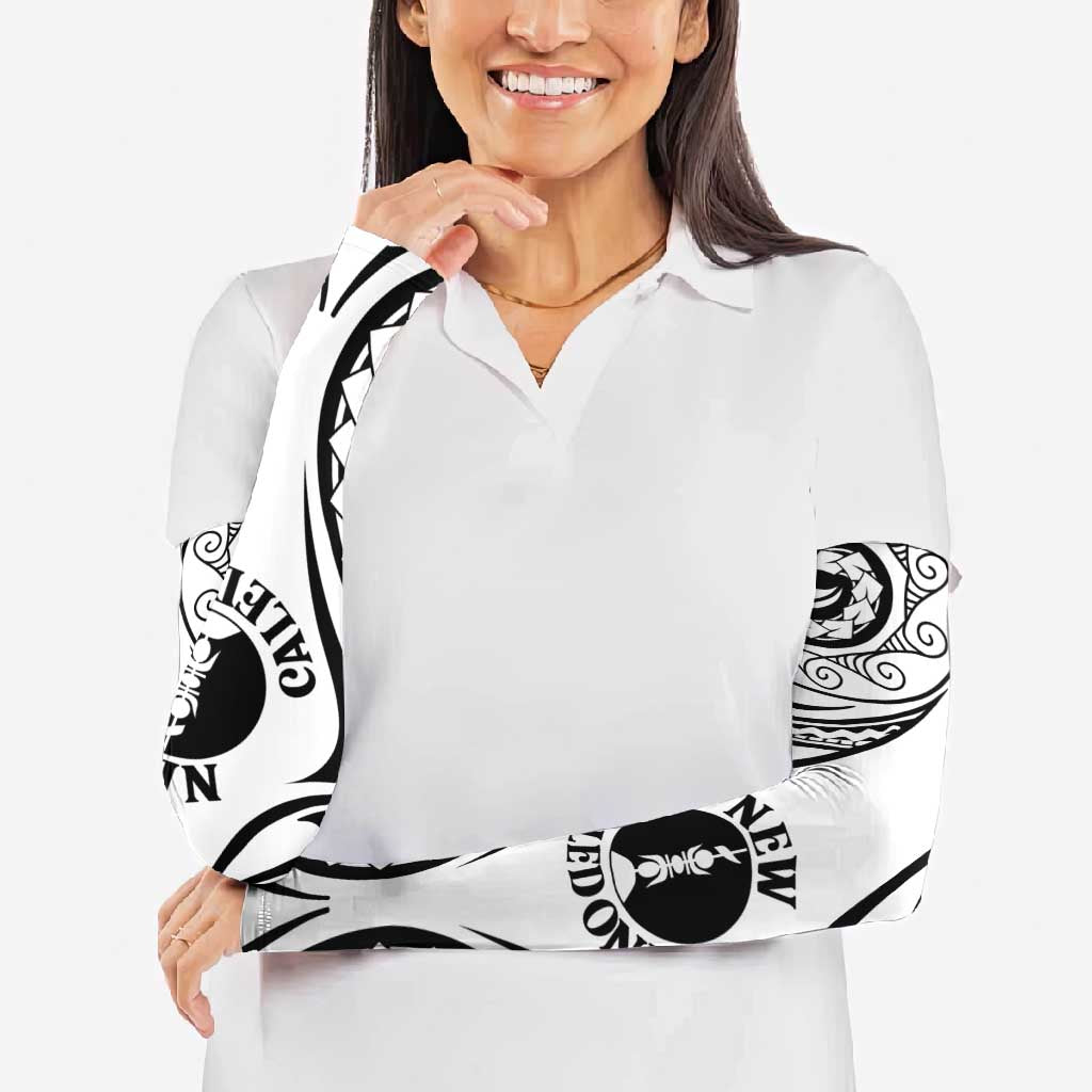 New Caledonia Day Arm Sleeves Polynesian Curves White Color - Polynesian Pride