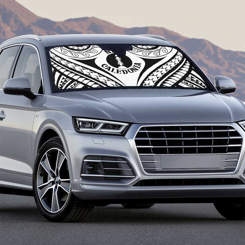 New Caledonia Day Auto Sun Shade Polynesian Curves White Color - Polynesian Pride