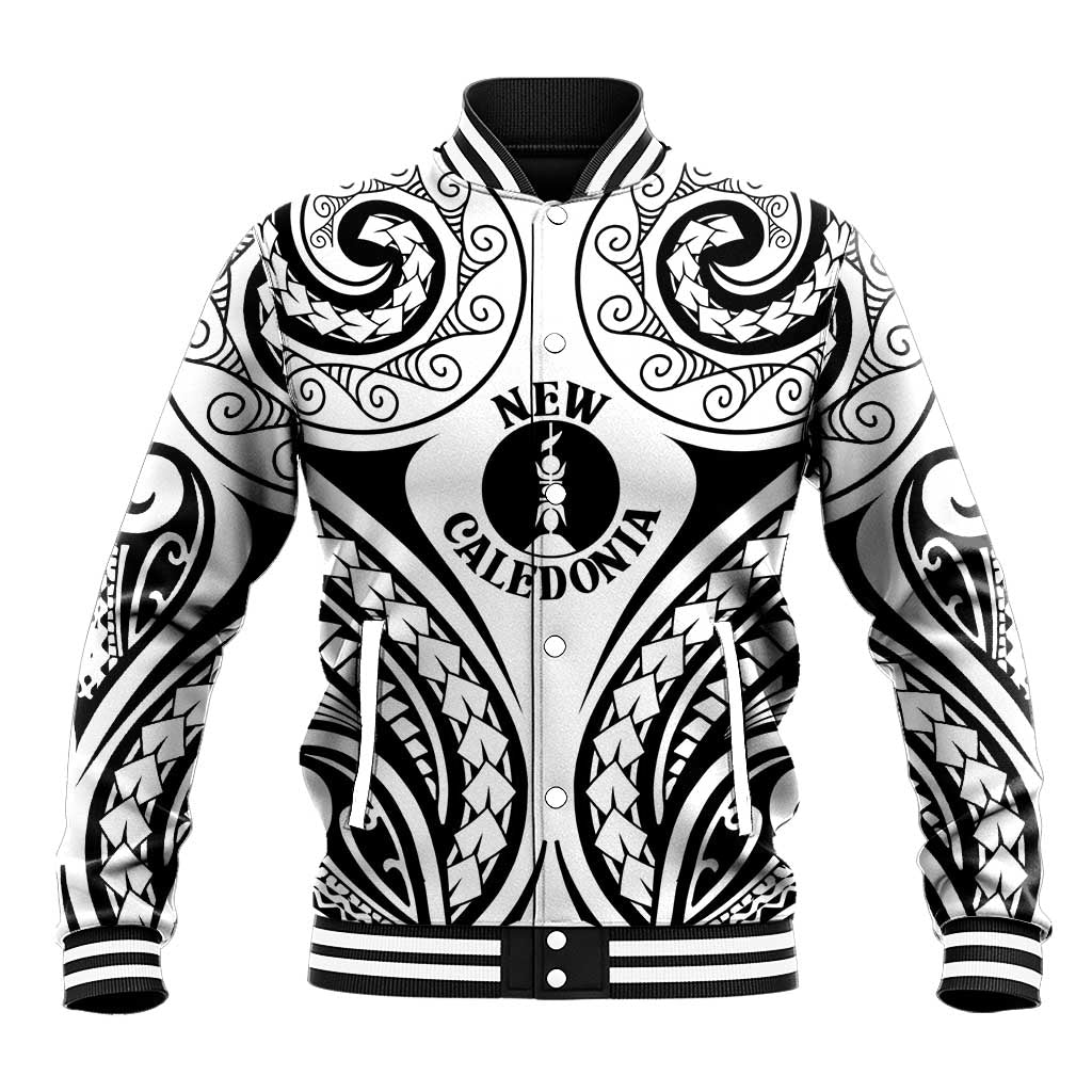 New Caledonia Day Baseball Jacket Polynesian Curves White Color - Polynesian Pride