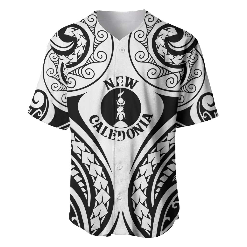 New Caledonia Day Baseball Jersey Polynesian Curves White Color - Polynesian Pride