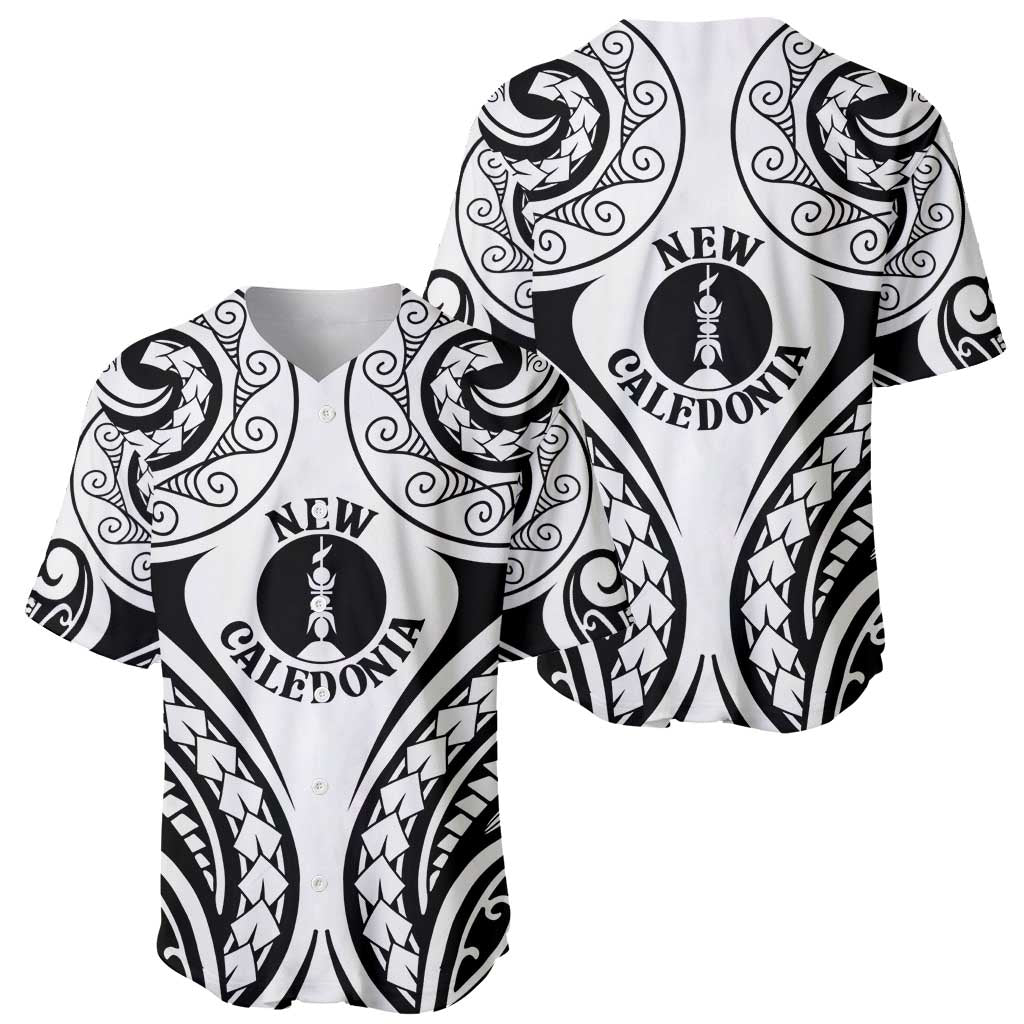 New Caledonia Day Baseball Jersey Polynesian Curves White Color - Polynesian Pride