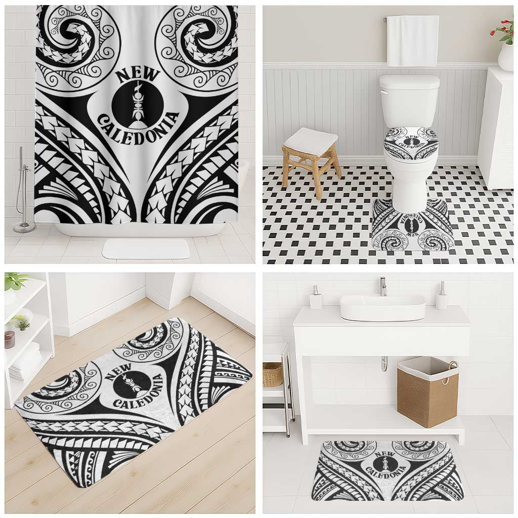 New Caledonia Day Bathroom Set Polynesian Curves White Color - Polynesian Pride