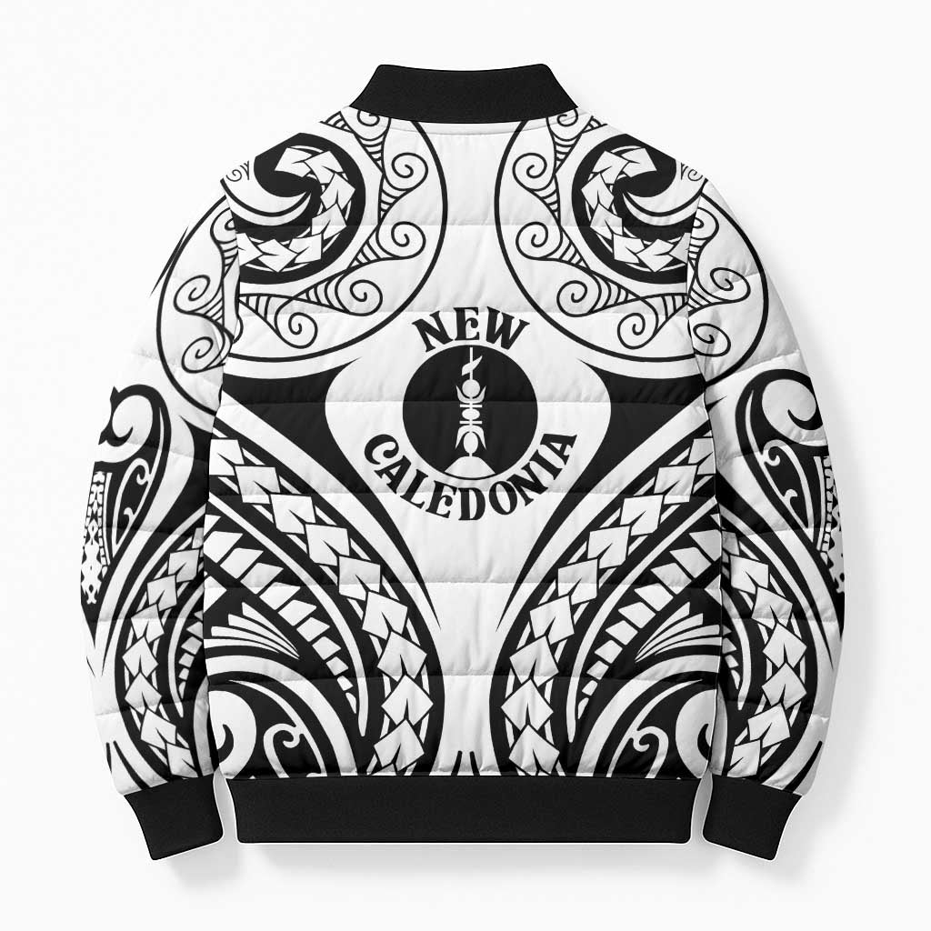 New Caledonia Day Bomber Puffer Jacket Polynesian Curves White Color - Polynesian Pride