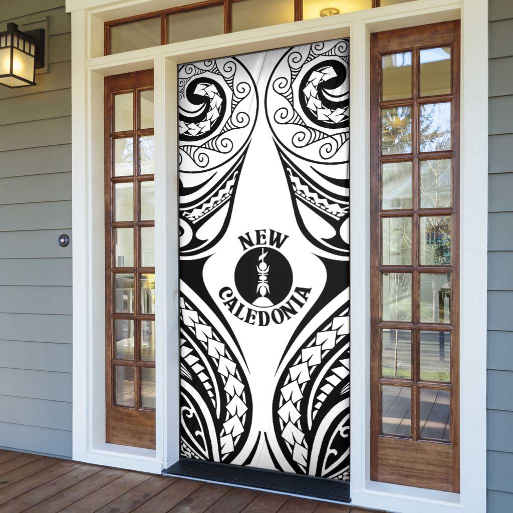 New Caledonia Day Door Cover Polynesian Curves White Color - Polynesian Pride
