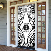 New Caledonia Day Door Cover Polynesian Curves White Color - Polynesian Pride