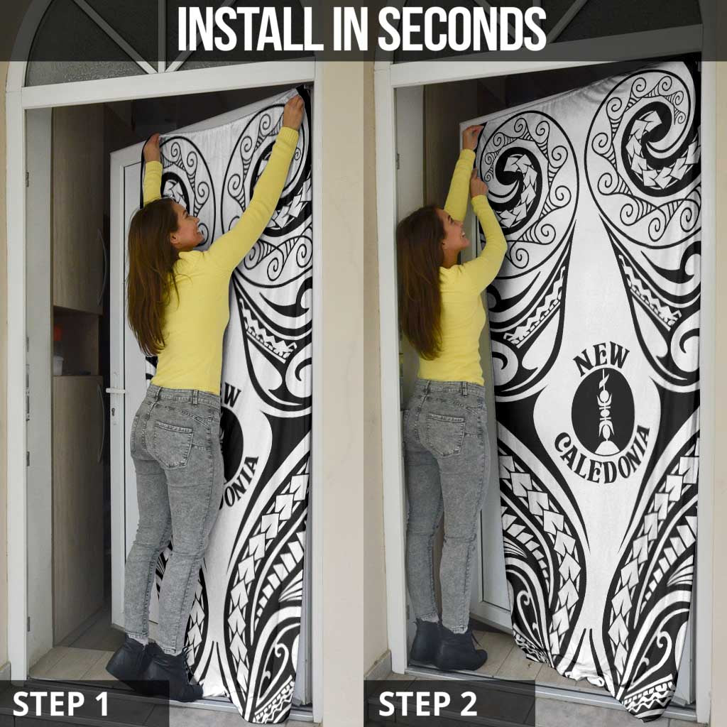 New Caledonia Day Door Cover Polynesian Curves White Color - Polynesian Pride