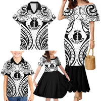 New Caledonia Day Family Matching Mermaid Dress and Hawaiian Shirt Polynesian Curves White Color - Polynesian Pride