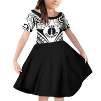 New Caledonia Day Family Matching Off Shoulder Short Dress and Hawaiian Shirt Polynesian Curves White Color - Polynesian Pride