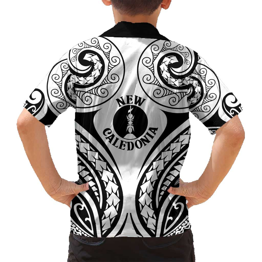 New Caledonia Day Family Matching Puletasi and Hawaiian Shirt Polynesian Curves White Color - Polynesian Pride