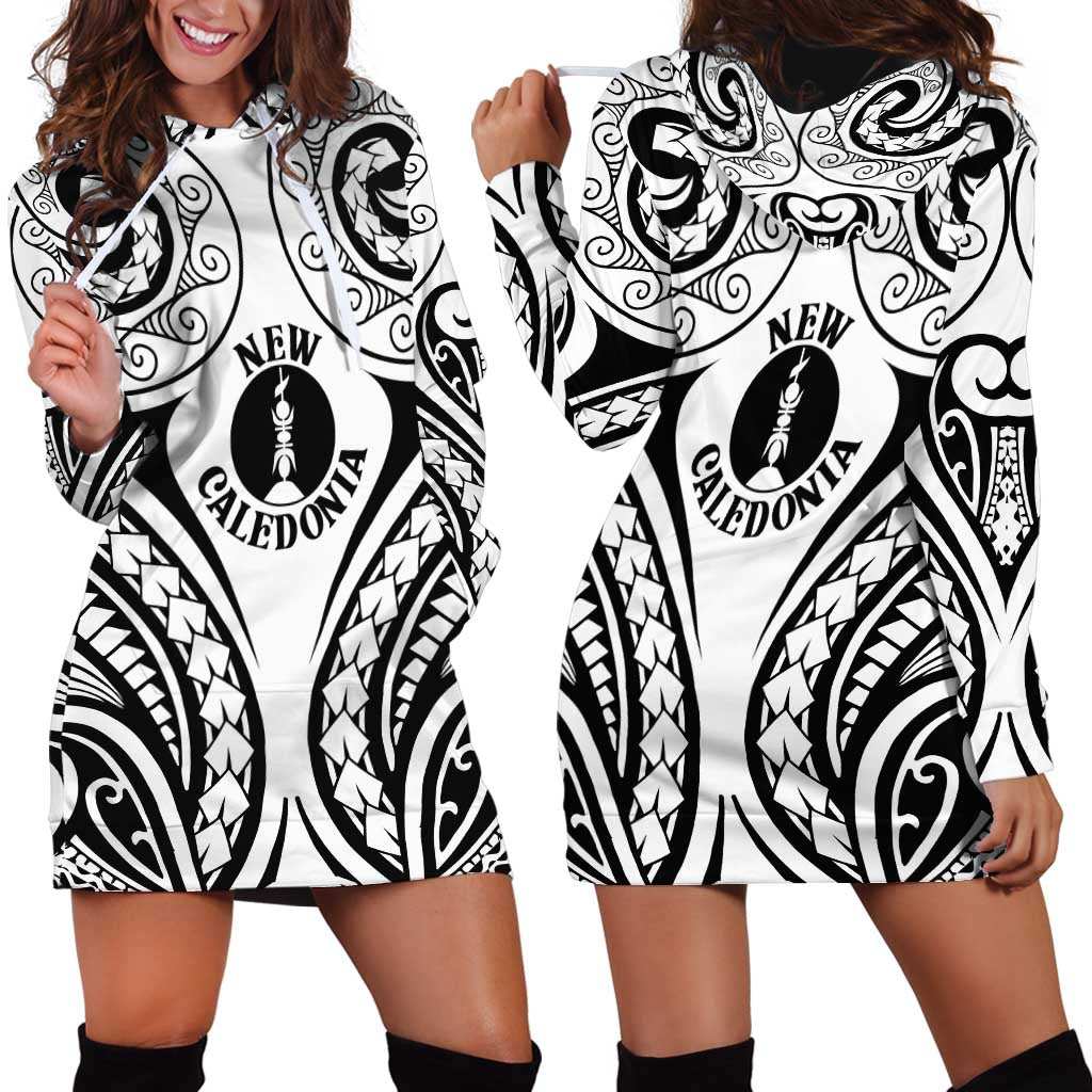 New Caledonia Day Hoodie Dress Polynesian Curves White Color - Polynesian Pride