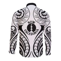 New Caledonia Day Long Sleeve Button Shirt Polynesian Curves White Color - Polynesian Pride
