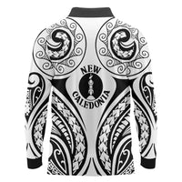 New Caledonia Day Long Sleeve Polo Shirt Polynesian Curves White Color - Polynesian Pride