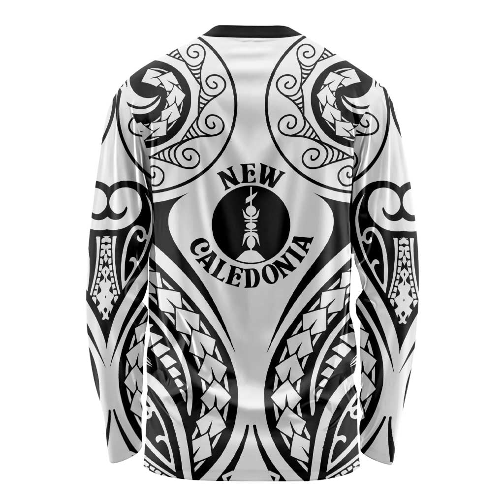 New Caledonia Day Long Sleeve Shirt Polynesian Curves White Color - Polynesian Pride