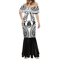 New Caledonia Day Mermaid Dress Polynesian Curves White Color - Polynesian Pride