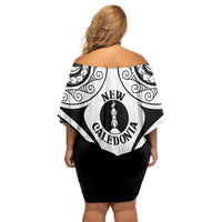 New Caledonia Day Off Shoulder Short Dress Polynesian Curves White Color - Polynesian Pride