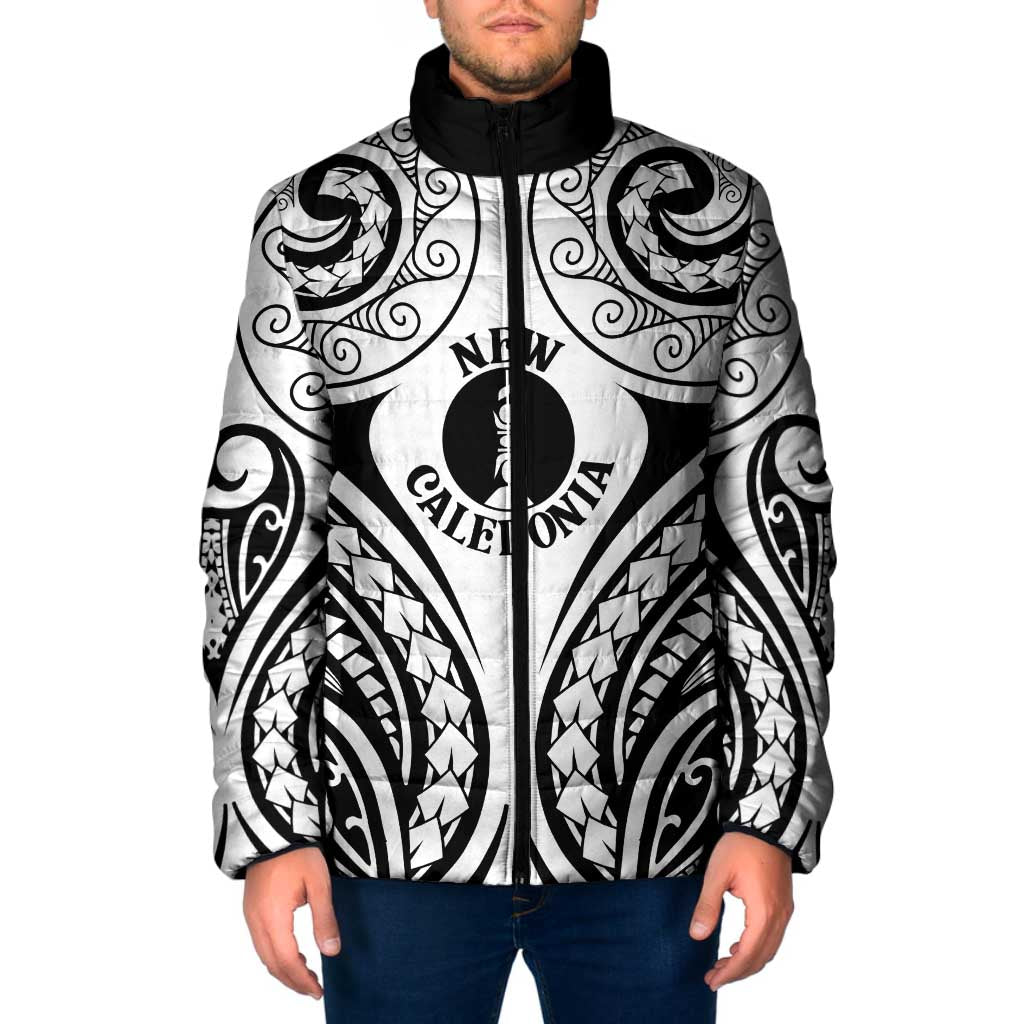 New Caledonia Day Padded Jacket Polynesian Curves White Color - Polynesian Pride