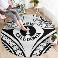 New Caledonia Day Round Carpet Polynesian Curves White Color - Polynesian Pride