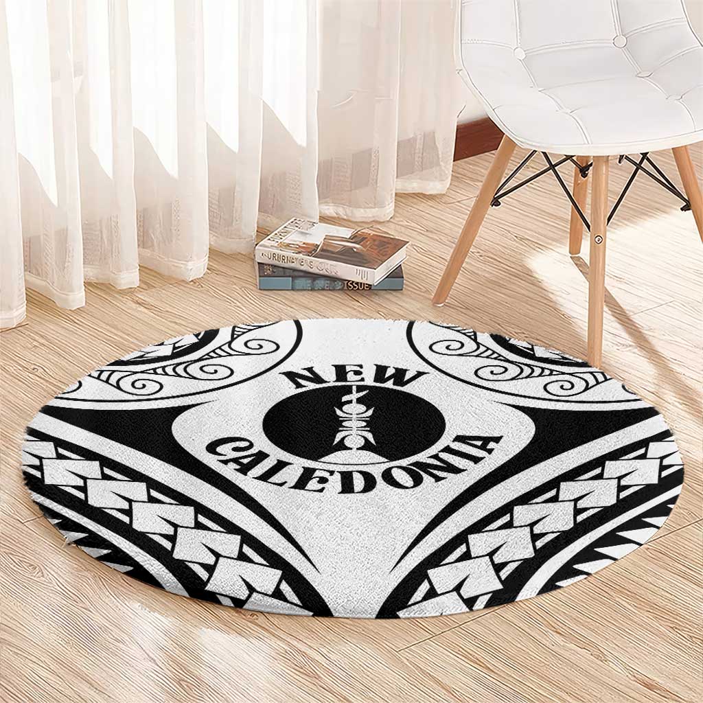 New Caledonia Day Round Carpet Polynesian Curves White Color - Polynesian Pride