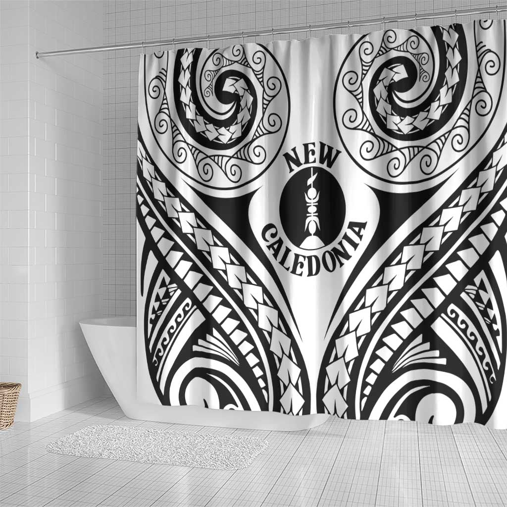 New Caledonia Day Shower Curtain Polynesian Curves White Color - Polynesian Pride