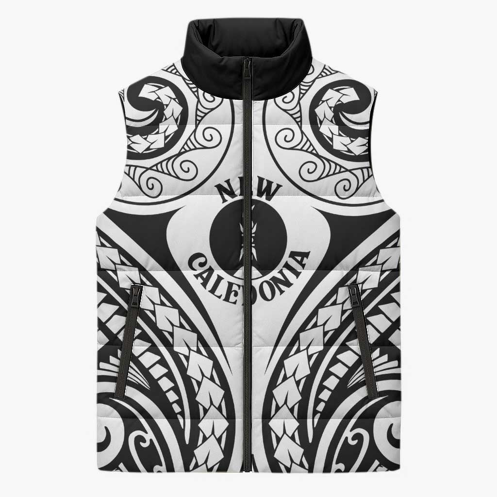 New Caledonia Day Sleeveless Puffer Jacket Polynesian Curves White Color - Polynesian Pride