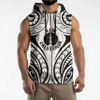 New Caledonia Day Sleeveless Zip Hoodie Polynesian Curves White Color - Polynesian Pride