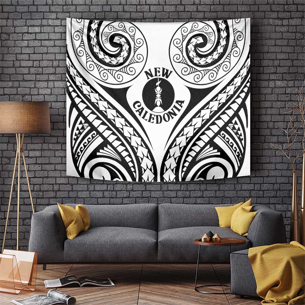 New Caledonia Day Tapestry Polynesian Curves White Color - Polynesian Pride