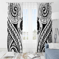 New Caledonia Day Window Curtain Polynesian Curves White Color - Polynesian Pride