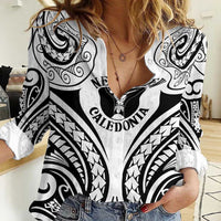 New Caledonia Day Women Casual Shirt Polynesian Curves White Color - Polynesian Pride