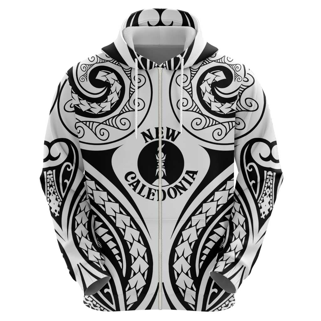 New Caledonia Day Zip Hoodie Polynesian Curves White Color - Polynesian Pride