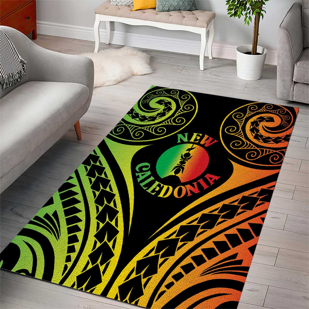 New Caledonia Day Area Rug Polynesian Curves Reggae Color - Polynesian Pride