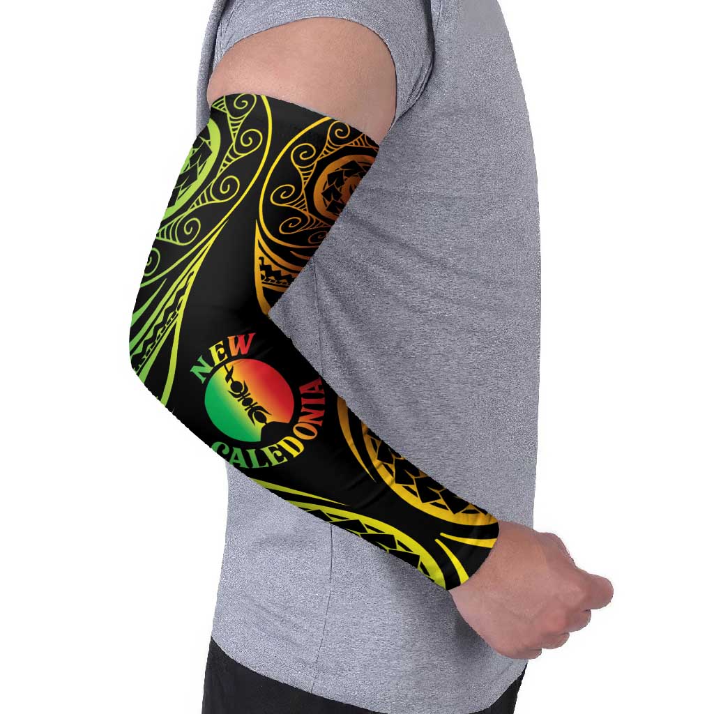 New Caledonia Day Arm Sleeves Polynesian Curves Reggae Color - Polynesian Pride