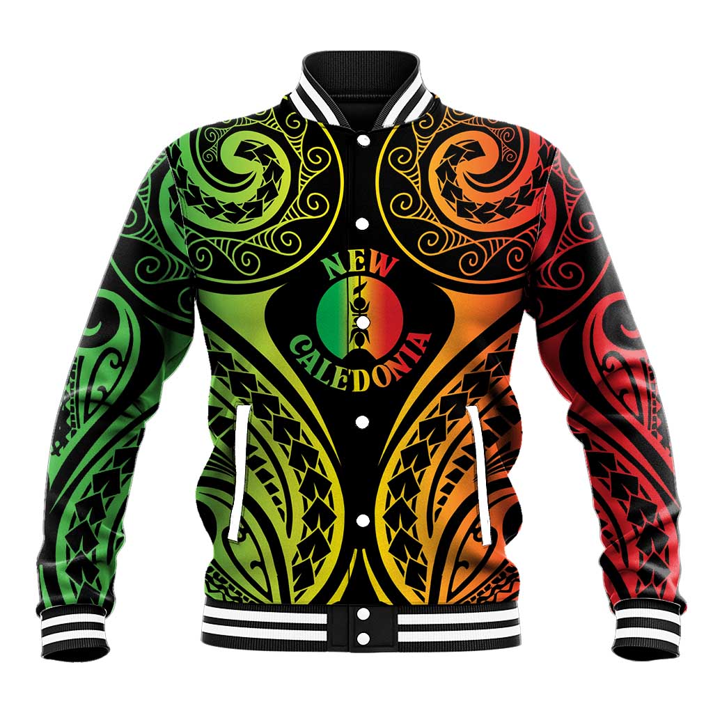 New Caledonia Day Baseball Jacket Polynesian Curves Reggae Color - Polynesian Pride