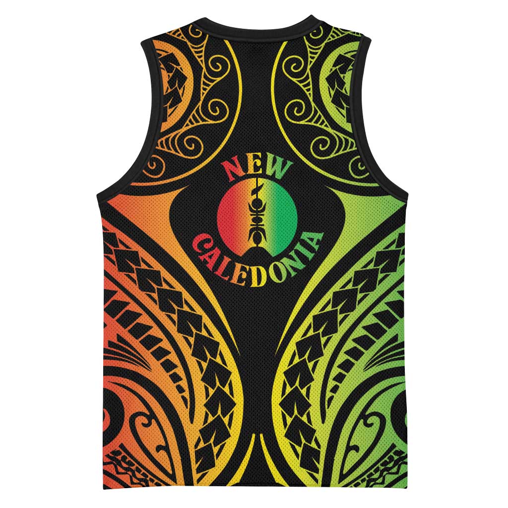 New Caledonia Day Basketball Jersey Polynesian Curves Reggae Color - Polynesian Pride