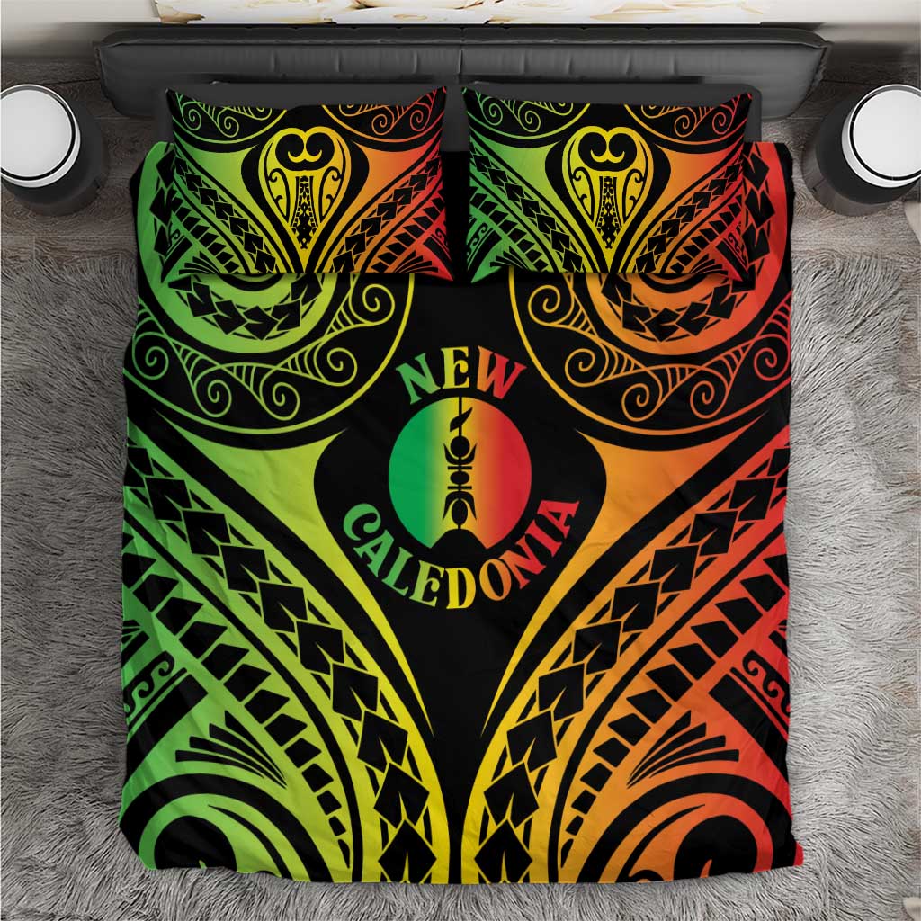 New Caledonia Day Bedding Set Polynesian Curves Reggae Color - Polynesian Pride