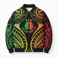 New Caledonia Day Bomber Puffer Jacket Polynesian Curves Reggae Color - Polynesian Pride