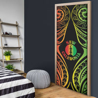 New Caledonia Day Door Cover Polynesian Curves Reggae Color - Polynesian Pride