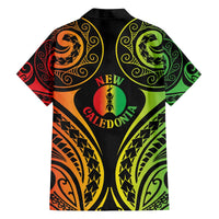 New Caledonia Day Family Matching Off The Shoulder Long Sleeve Dress and Hawaiian Shirt Polynesian Curves Reggae Color - Polynesian Pride